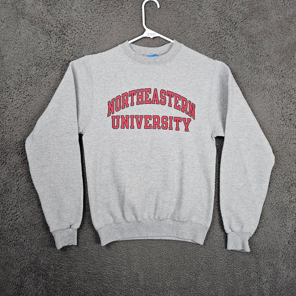 Champion XS Northeastern University Eco Fleece Crewneck Sweatshirt‎ Gray